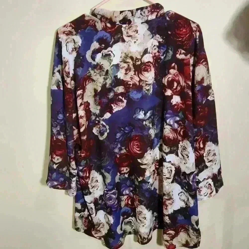 Laurie felt  floral open cardigan kimono purple and red/blue size small - Picture 7 of 7